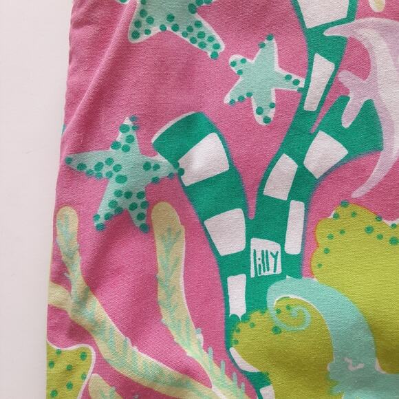 Lilly Pulitzer Little Lilly Mini Shift Dress Girls 7 Seahorse Coral Vintage 90s - Picture 7 of 15